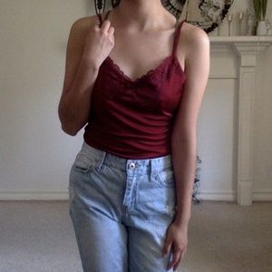Lace Wine Red Top